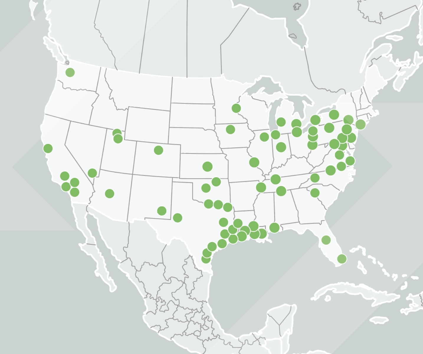 Map of Ironclad Environmental locations in the United States